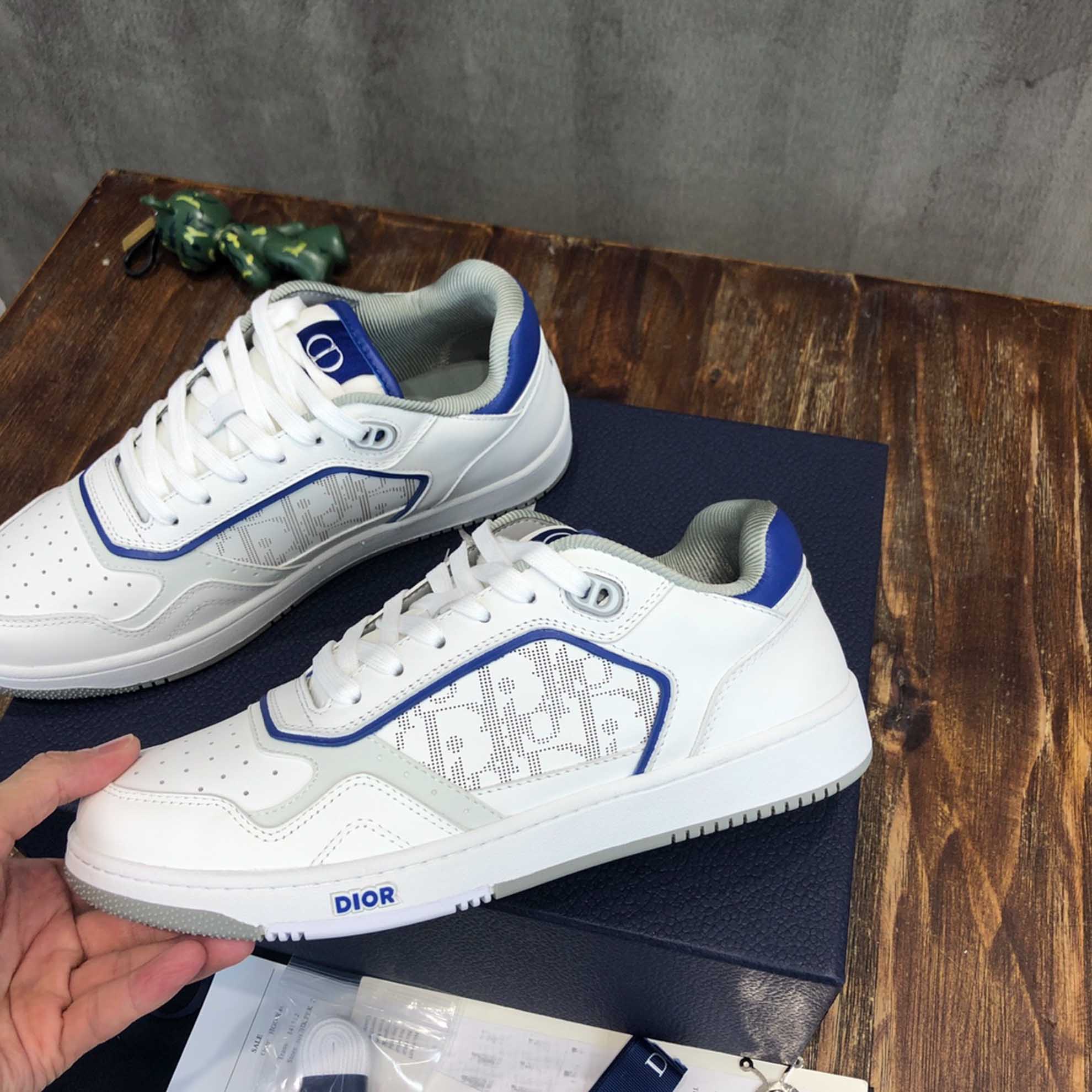 Giày Dior B27 Low White Blue họa tiết Dior Oblique Galaxy Like Auth