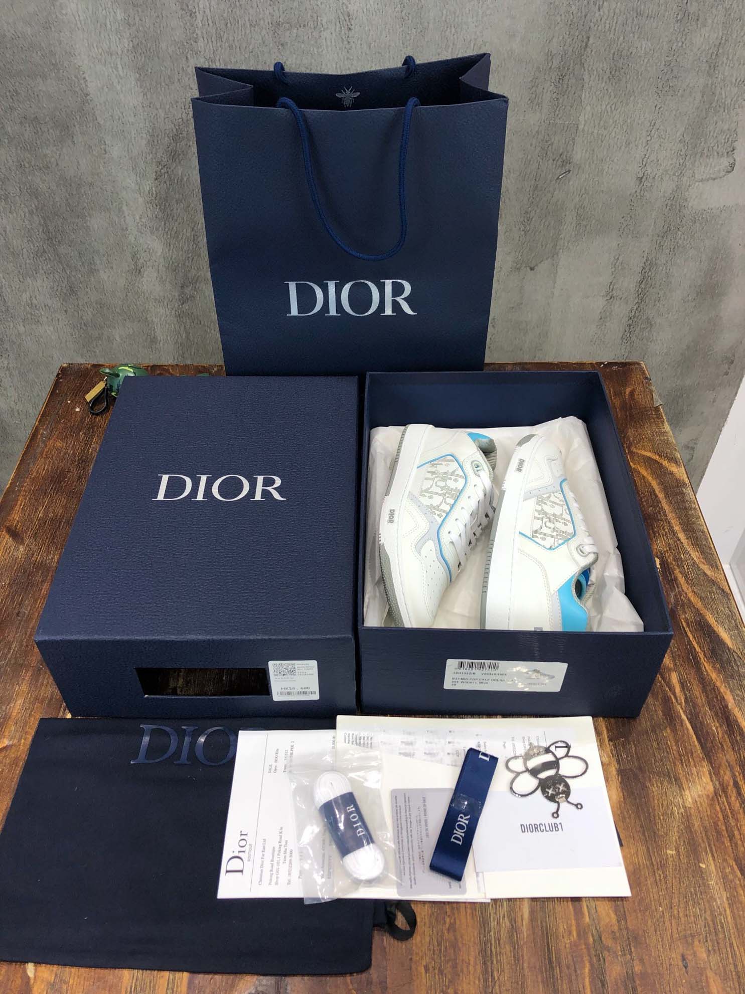 Giày Dior B27 Low White Light Blue họa tiết Dior Oblique Galaxy Like Auth