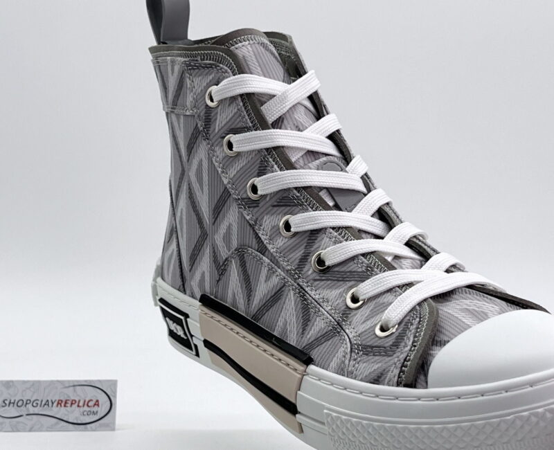 Giày Dior B23 cổ cao màu Xám Gray họa tiết CD Diamond like auth