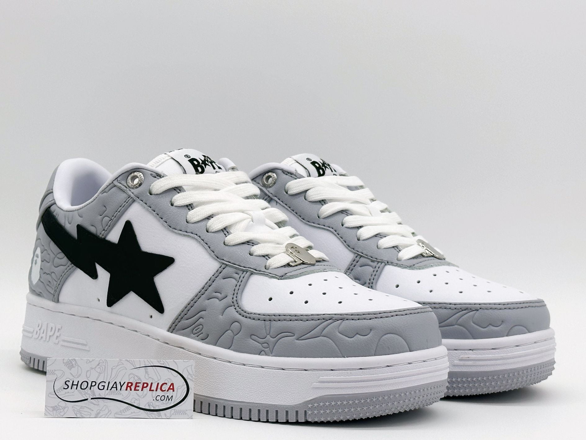 Giày A Bathing Ape Bape Sta Low Grey Black Rep 1:1