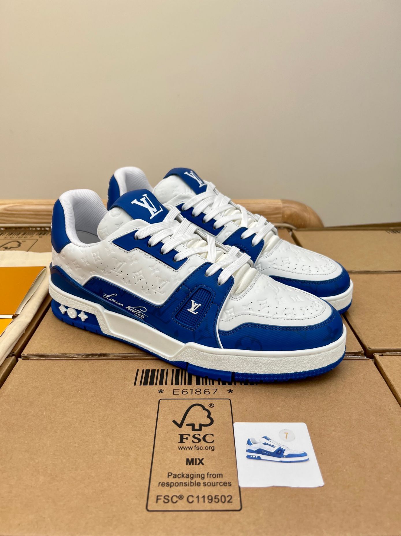 Giày Louis Vuitton Lv Trainer #54 Xanh BLue