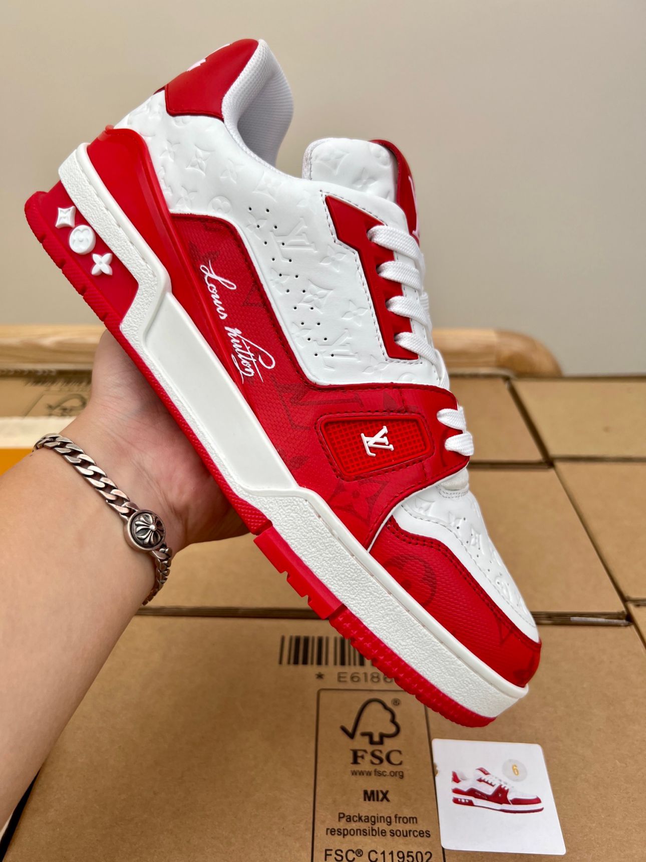 Giày Louis Vuitton Lv Trainer Đỏ #54