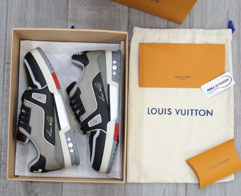 Giày Louis Vuitton Lv Trainer #54 Signature Black Grey Red Like Auth