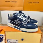Giày Louis Vuitton Lv Trainer Monogram Navy quai Velcro Like Auth