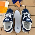 Giày Louis Vuitton Lv Trainer Monogram Navy quai Velcro Like Auth