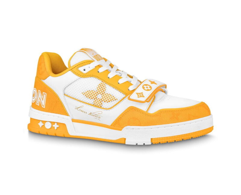 Giày Louis Vuitton Lv Trainer Monogram Vàng Yellow quai Velcro Like Auth