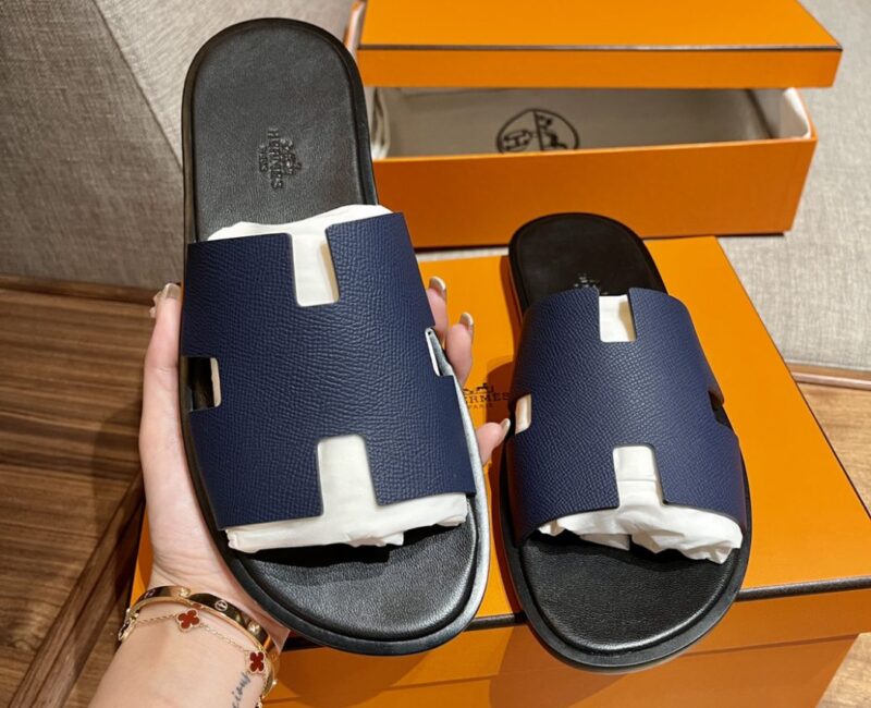 Dép Hermes da Epsom Đen Đế Nâu Like Auth