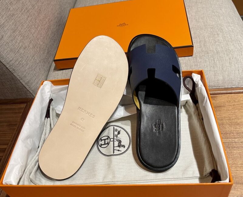 Dép Hermes da Epsom Đen Đế Nâu Like Auth