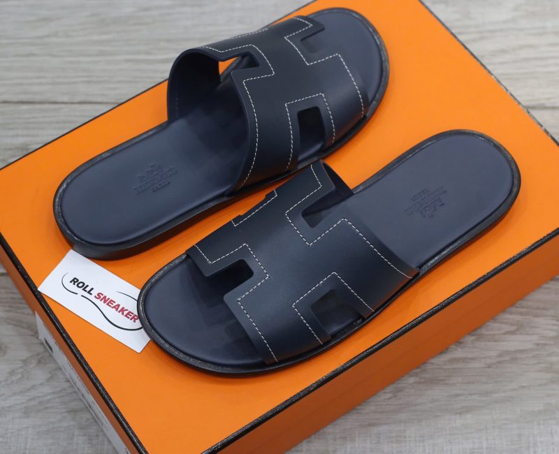 Dép Hermes izmir Marine/White Stitch Da Trơn Best Quality