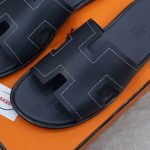 Dép Hermes izmir Marine/White Stitch Da Trơn Best Quality