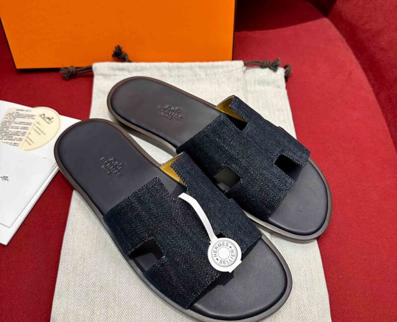 Dép Hermes Izmir Xanh Bleu Brut Da Denim Best Quality