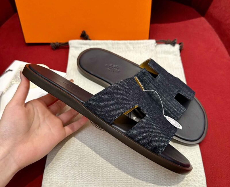 Dép Hermes Izmir Xanh Bleu Brut Da Denim Best Quality