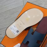 Dép Hermes da Epsom Xanh Đế Đỏ Mận