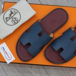 Dép Hermes da Epsom Xanh Đế Đỏ Mận Like Auth