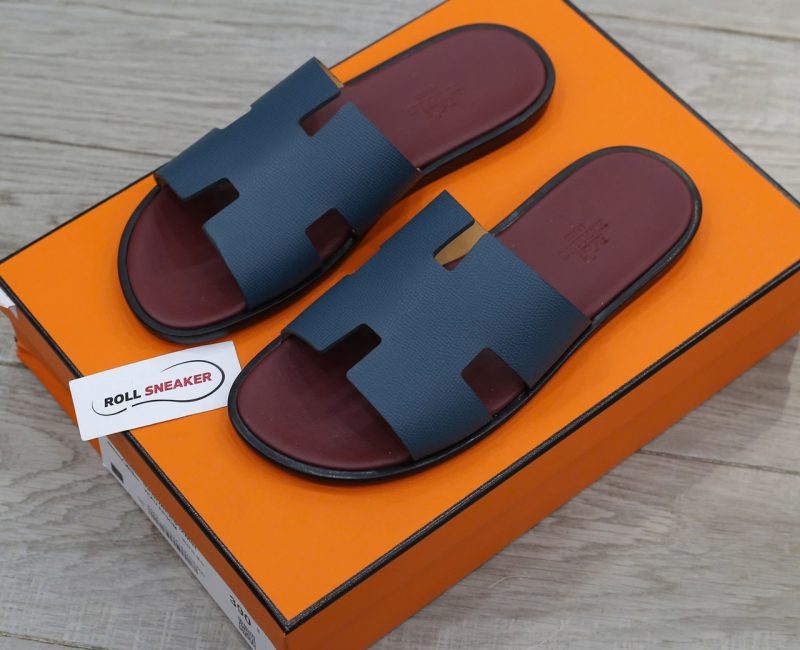 Dép Hermes da Epsom Xanh Đế Đỏ Mận Like Auth