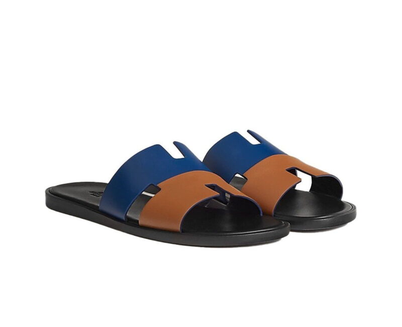 Dép Hermes Bleu Outremer / Naturel Da Trơn Like Auth