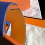 Dép Hermes Izmir Blue/Orange Xanh Cam da Epsom Like Auth