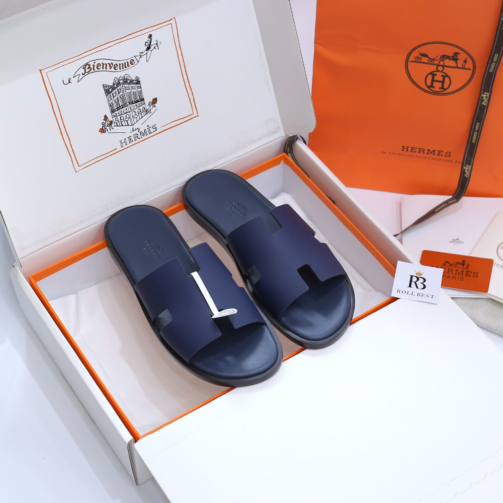 Dép Hermes Izmir da Epsom Xanh Navy Like Auth