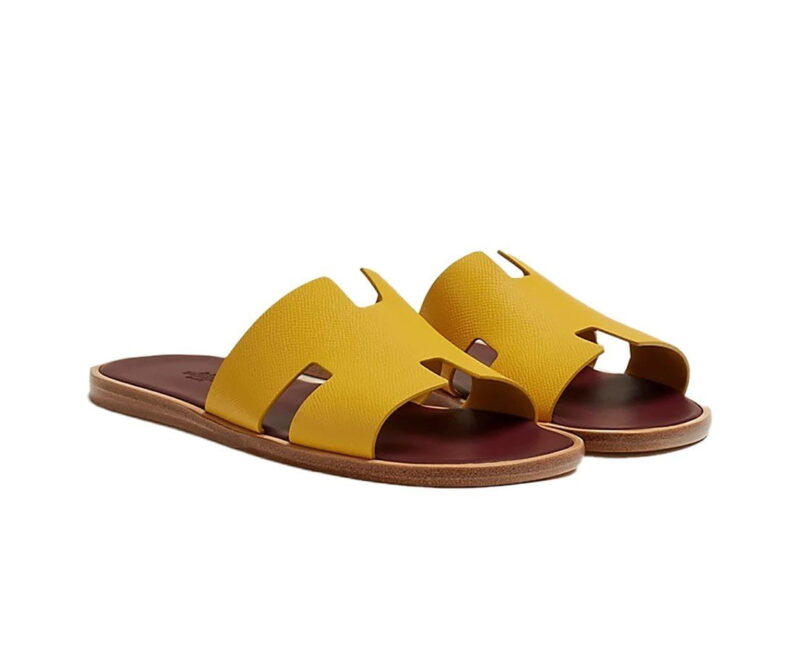 Dép Hermes Lemon Yellow da Epsom lót đế Đỏ Mận Like Auth