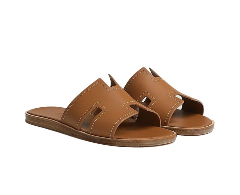 Dép Hermes Naturel / White Stitch Da Trơn Like Auth