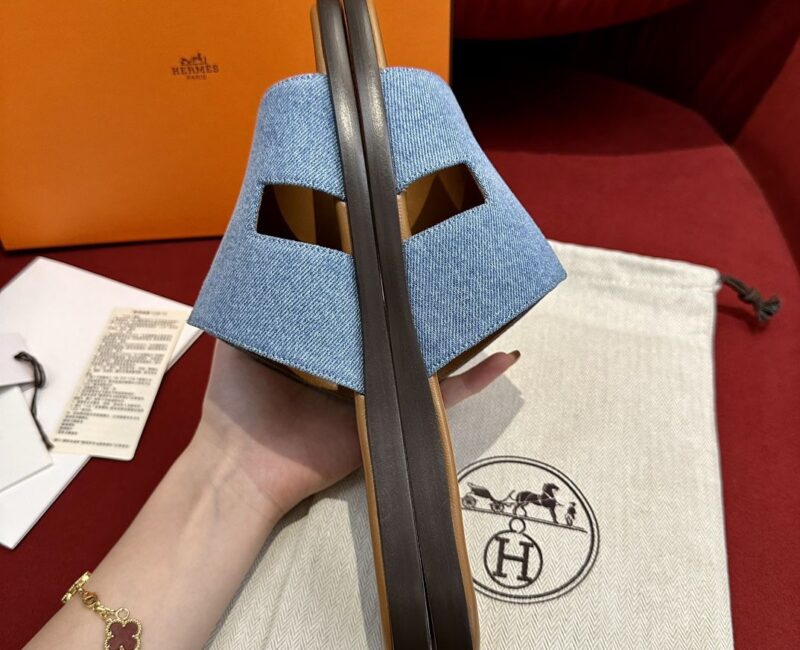 Dép Hermes Izmir Sea Green Da Denim Like Auth