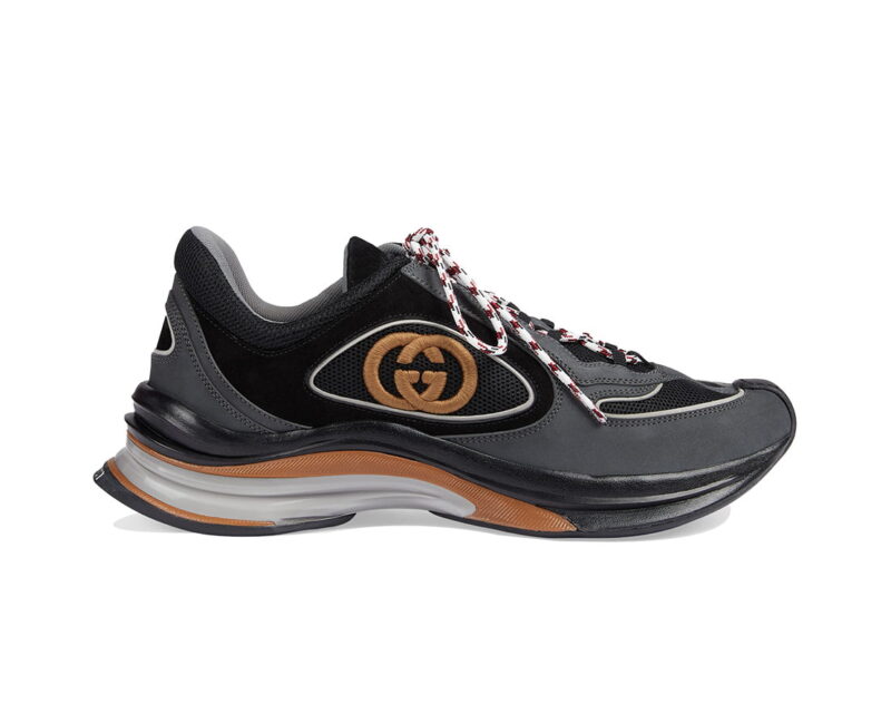 Giày Gucci Run Sneaker Black Grey Suede Like Auth