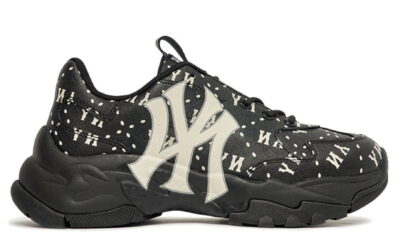 Giày MLB BigBall Chunky Saffiano Diamond Monogram New York Yankees Black Like Auth