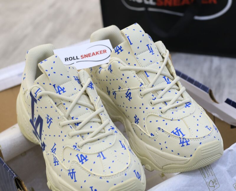 Giày MLB BigBall Chunky Saffiano Diamond Monogram LA Dodgers Ivory Like Auth