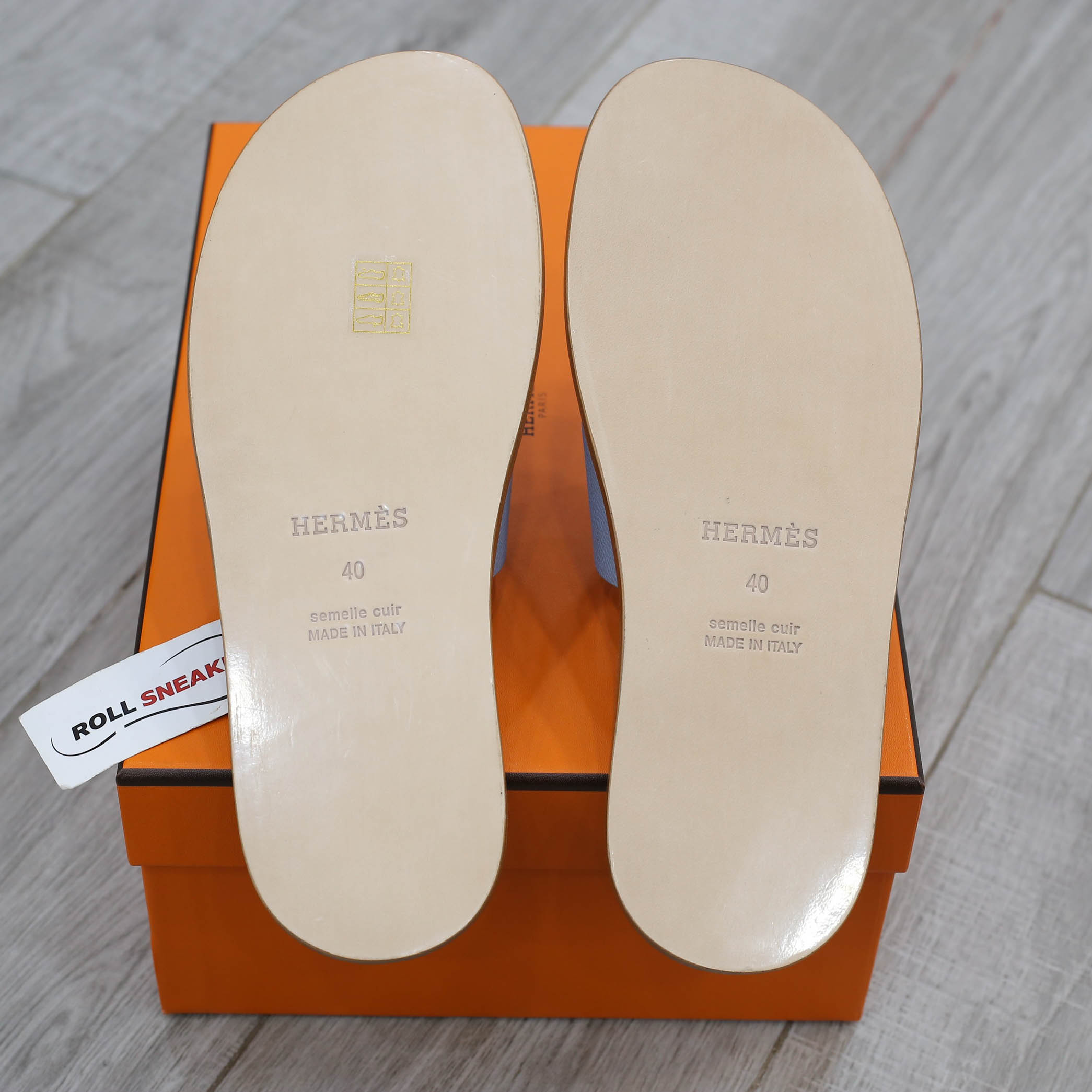 Dép Hermes Sea Green da Epsom Đế Nâu Like Auth