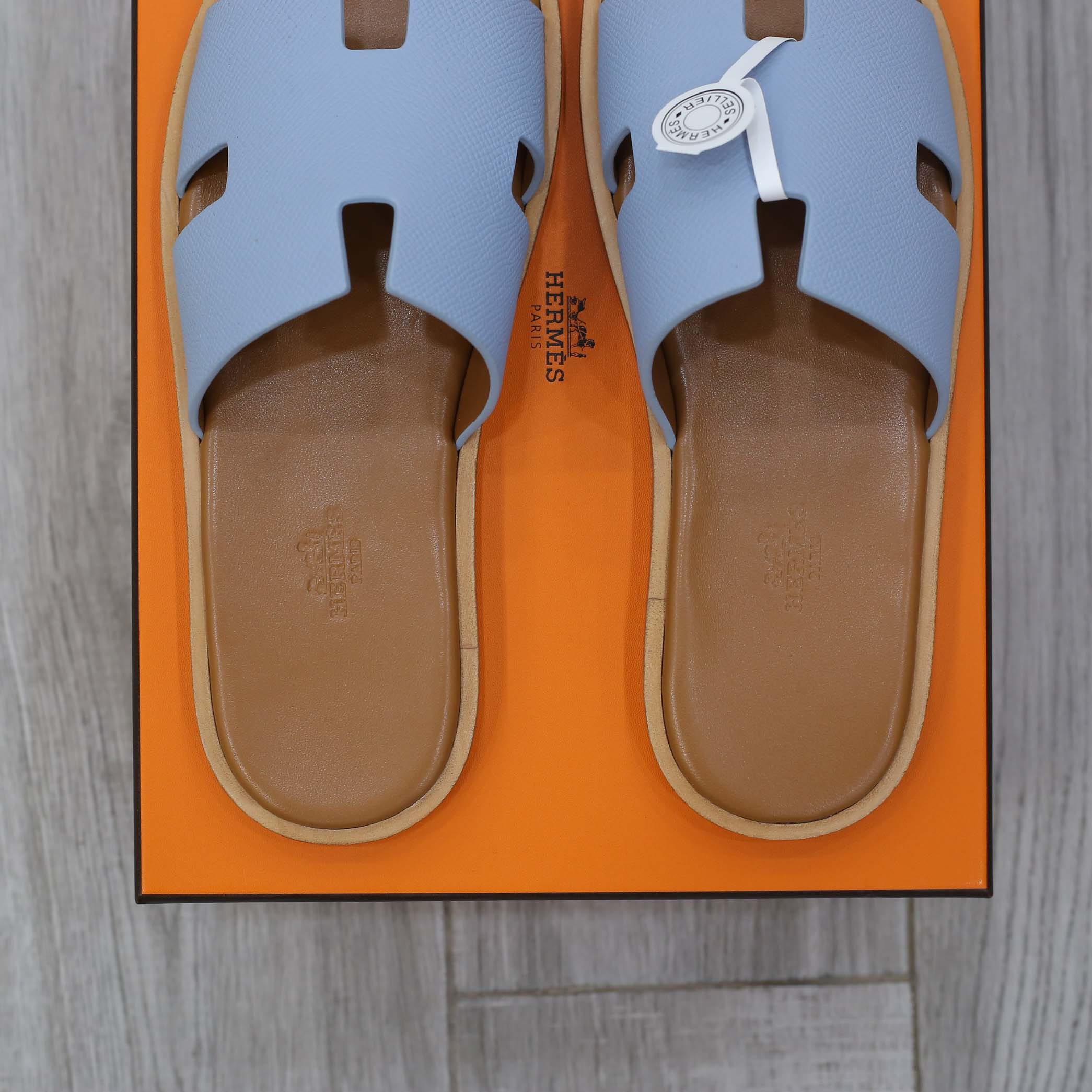 Dép Hermes Sea Green da Epsom Đế Nâu Like Auth