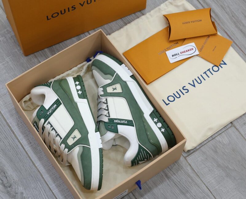 Giày Louis Vuitton LV Trainer Kaki Trơn 2023 Best Quality