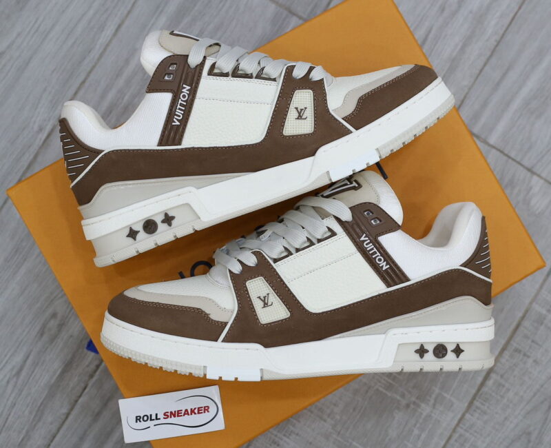 Giày Louis Vuitton LV Trainer Moka Trơn 2023 Best Quality