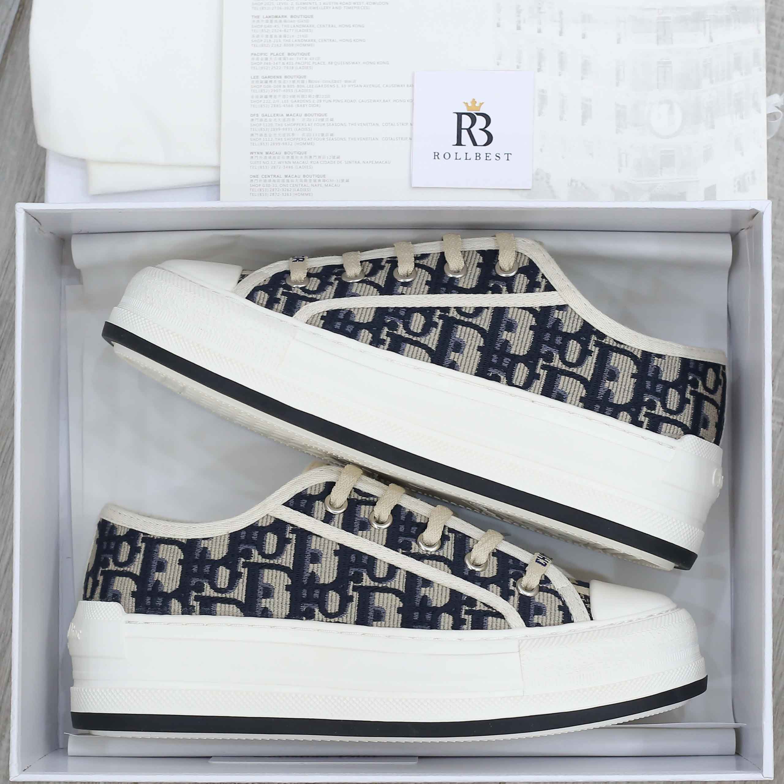 WALK’N’DIOR PLATFORM Low-Top SNEAKER Deep Blue Dior Oblique Embroidered Cotton