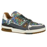 Giày Louis Vuitton Lv Trainer #54 Khaki Green Camouflage Printed Canvas