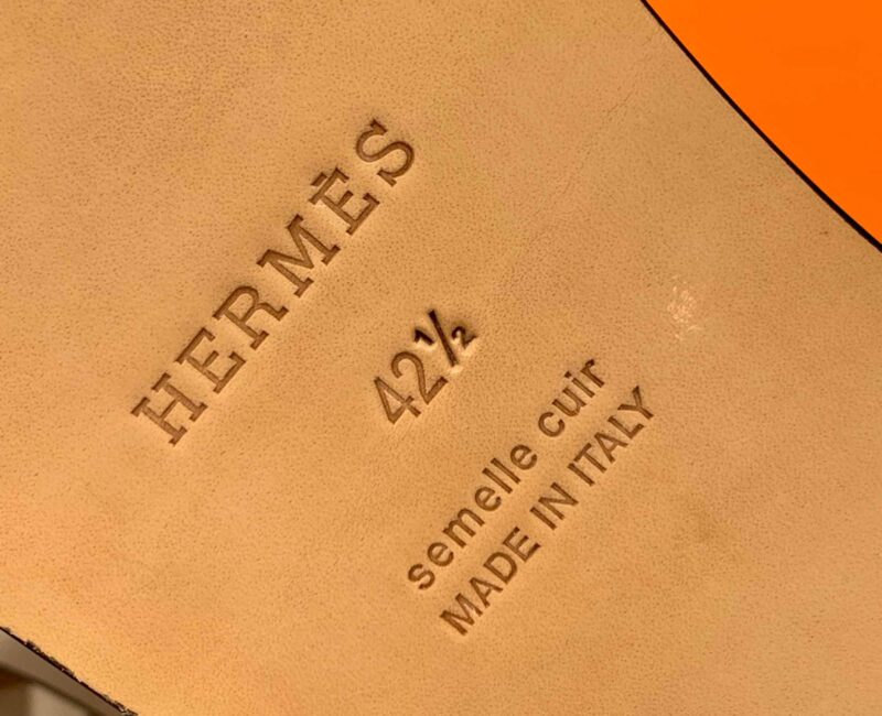 Dép Hermes Nam Da Trơn Bicolor Xám Đen Best Quality