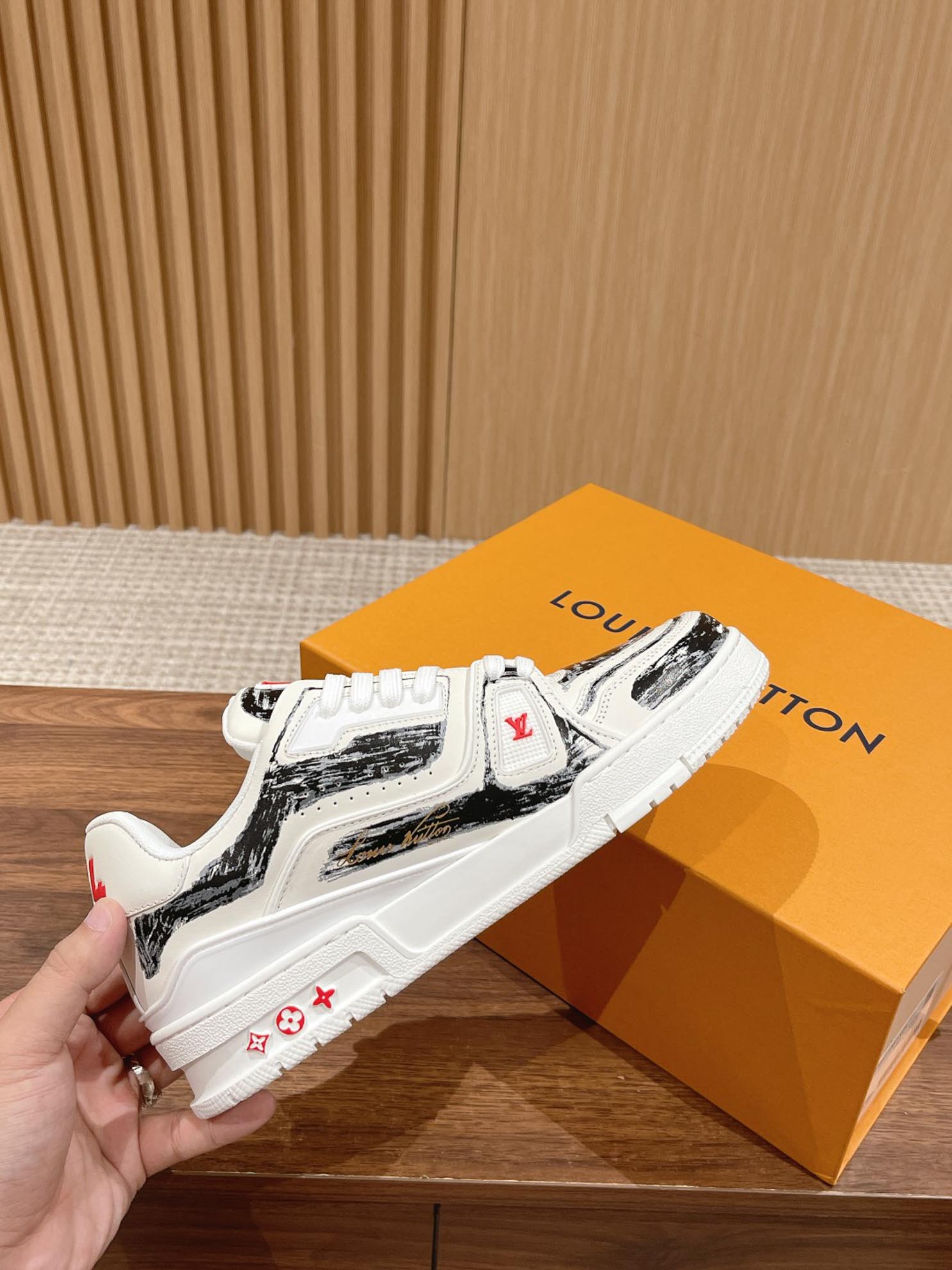 Giày Louis Vuitton Lv Trainer #54 Black Printed Calf Leather
