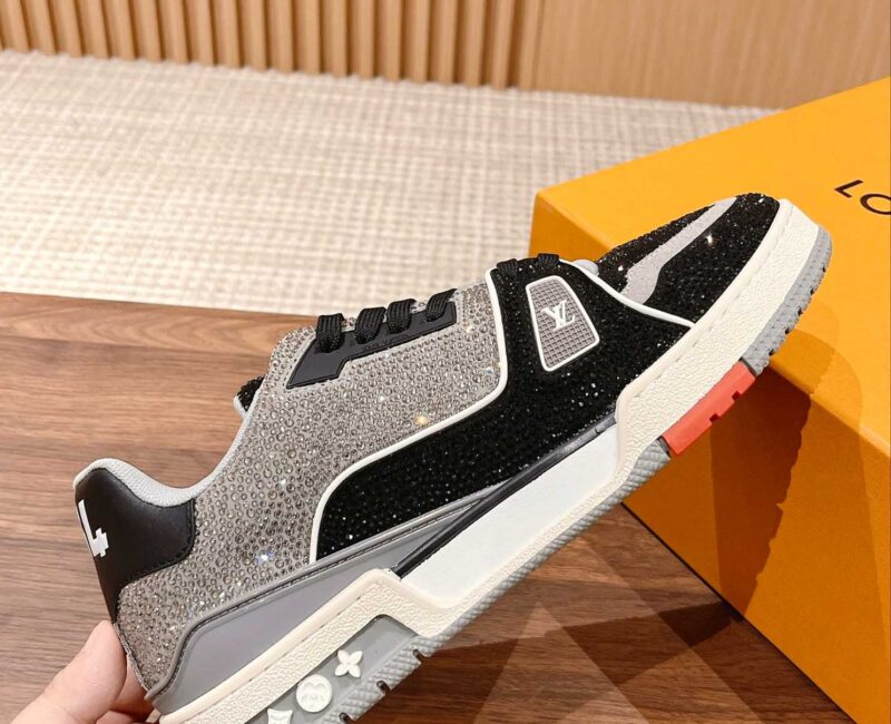 Giày Louis Vuitton Lv Trainer #54 Signature Black Grey Crystal