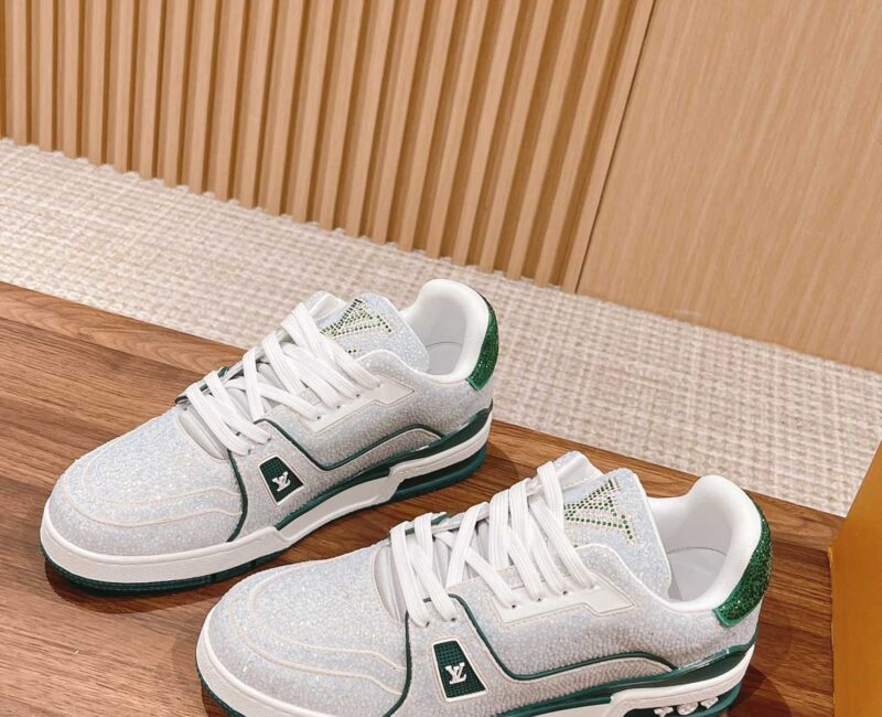Giày Louis Vuitton Lv Trainer #54 Signature Green Strass