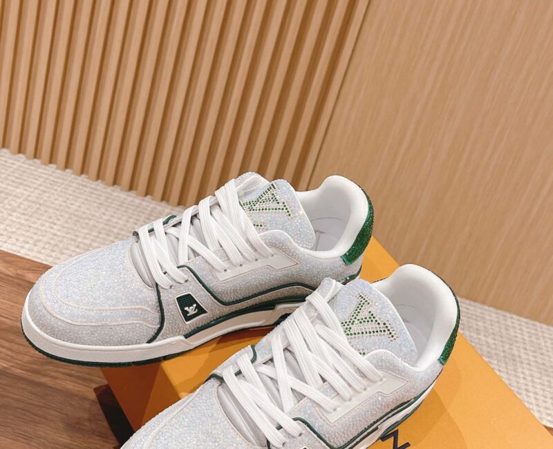 Giày Louis Vuitton Lv Trainer #54 Signature Green Strass