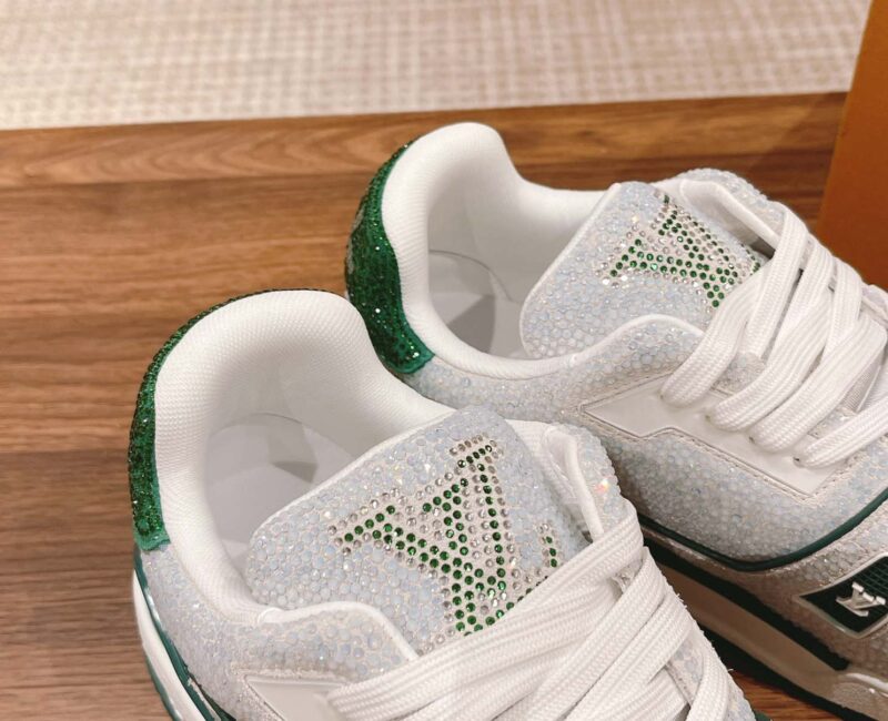 Giày Louis Vuitton Lv Trainer #54 Signature Green Strass