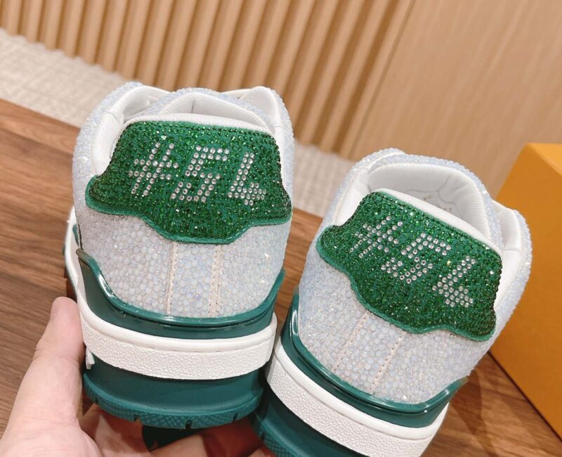 Giày Louis Vuitton Lv Trainer #54 Signature Green Strass
