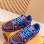 Giày Louis Vuitton LV Trainer Monogram Blue Strass