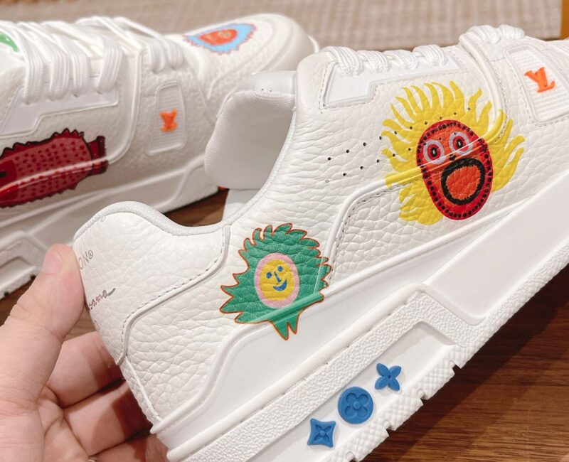Giày Louis Vuitton x Yayoi Kusama Trainer White Print Best Quality