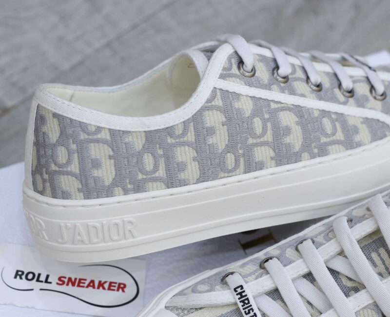 Giày WALK’N’DIOR SNEAKER Gray Stone Dior Oblique Embroidered Cotton