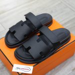 Dép Hermes Chypre Black Bordeaux Epsom Leather Best Quality