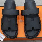 Dép Hermes Chypre Black Bordeaux Epsom Leather Best Quality