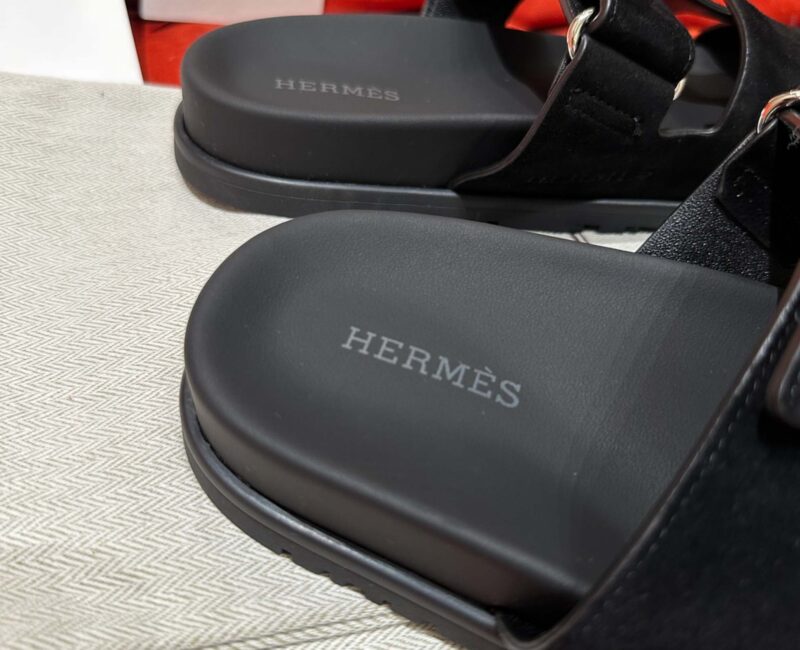 Dép Hermes Chypre Sandal Black Suede Best Quality