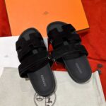 Dép Hermes Chypre Sandal Black Suede Best Quality