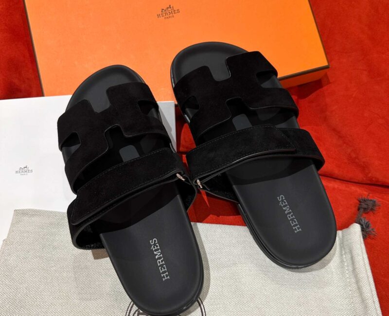 Dép Hermes Chypre Sandal Black Suede Best Quality