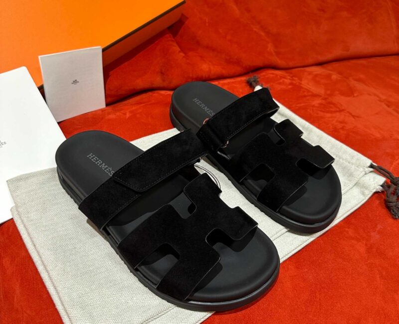 Dép Hermes Chypre Sandal Black Suede Best Quality